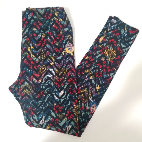 LuLaRoe Pants - Lularoe Floral Geometric Paisley Legging One Size